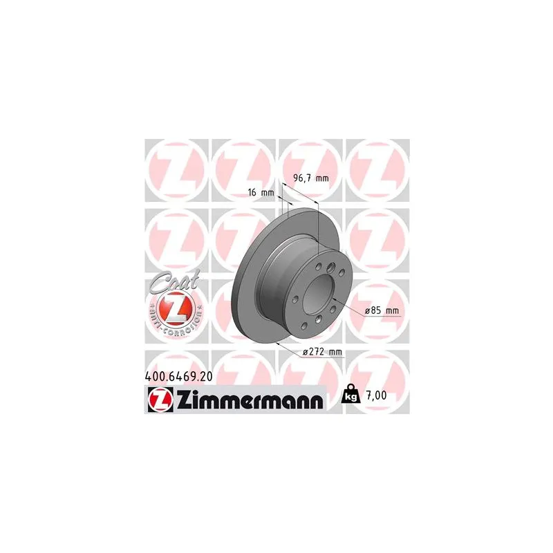 Jeu de 2 disques de frein arrière ZIMMERMANN 400.6469.20