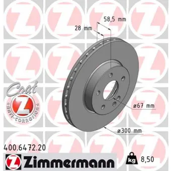 Jeu de 2 disques de frein avant ZIMMERMANN 400.6472.20