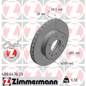 Jeu de 2 disques de frein avant ZIMMERMANN 400.6476.20