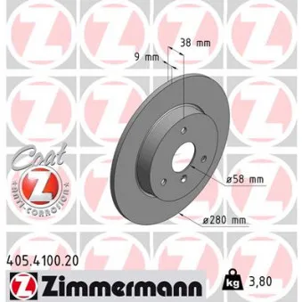 Jeu de 2 disques de frein avant ZIMMERMANN 405.4100.20