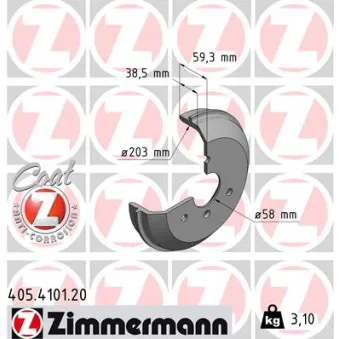 Tambour de frein ZIMMERMANN 405.4101.20