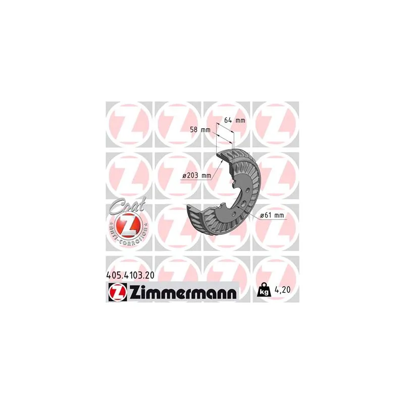 Tambour de frein ZIMMERMANN 405.4103.20