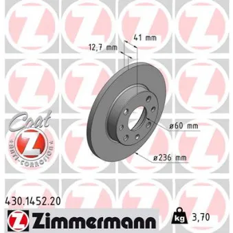Jeu de 2 disques de frein avant ZIMMERMANN 430.1452.20