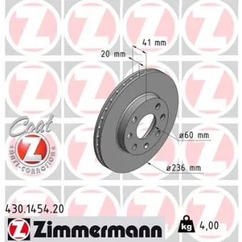 Jeu de 2 disques de frein avant ZIMMERMANN 430.1454.20