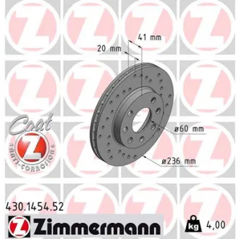 Jeu de 2 disques de frein avant ZIMMERMANN 430.1454.52