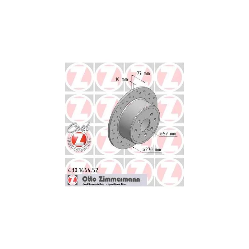 Jeu de 2 disques de frein arrière ZIMMERMANN 430.1464.52