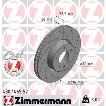 Jeu de 2 disques de frein avant ZIMMERMANN 430.1465.52