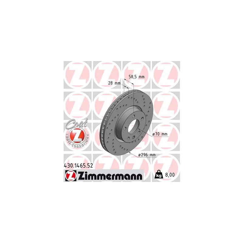 Jeu de 2 disques de frein avant ZIMMERMANN 430.1465.52