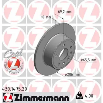 Jeu de 2 disques de frein arrière ZIMMERMANN 430.1475.20