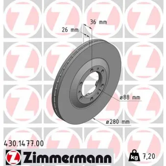 Jeu de 2 disques de frein avant ZIMMERMANN 430.1477.00