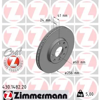 Jeu de 2 disques de frein avant ZIMMERMANN 430.1482.20