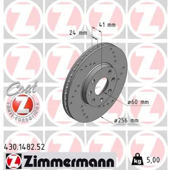 Jeu de 2 disques de frein avant ZIMMERMANN 430.1482.52