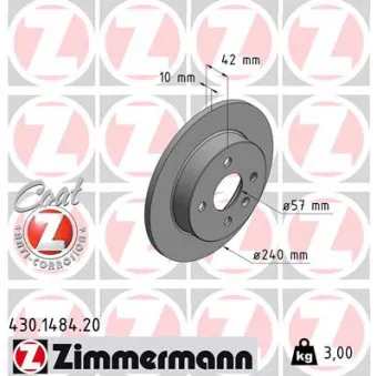 Jeu de 2 disques de frein arrière ZIMMERMANN 430.1484.20