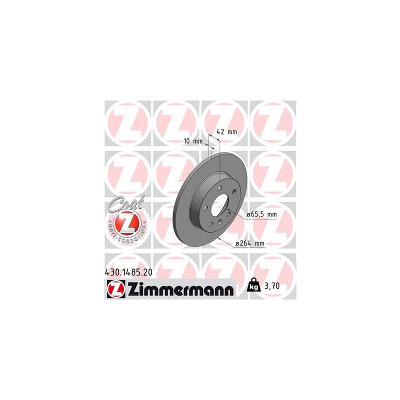 Jeu de 2 disques de frein arrière ZIMMERMANN 430.1485.20