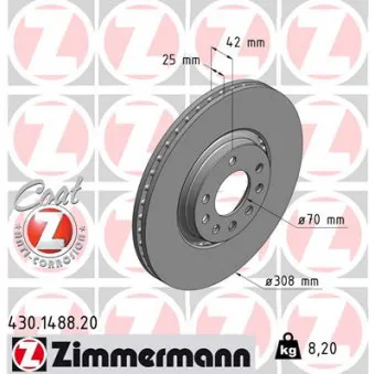 Jeu de 2 disques de frein avant ZIMMERMANN 430.1488.20