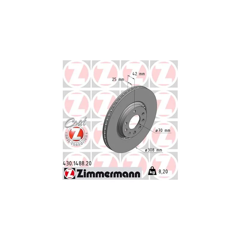 Jeu de 2 disques de frein avant ZIMMERMANN 430.1488.20
