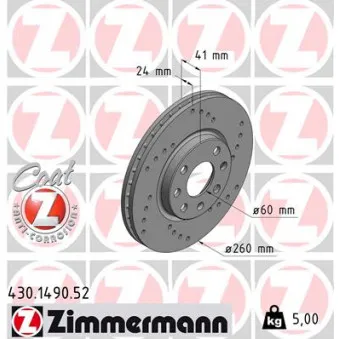 Jeu de 2 disques de frein avant ZIMMERMANN 430.1490.52