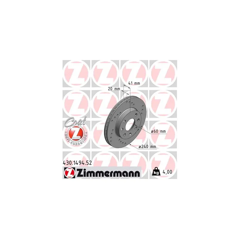 Jeu de 2 disques de frein avant ZIMMERMANN 430.1494.52