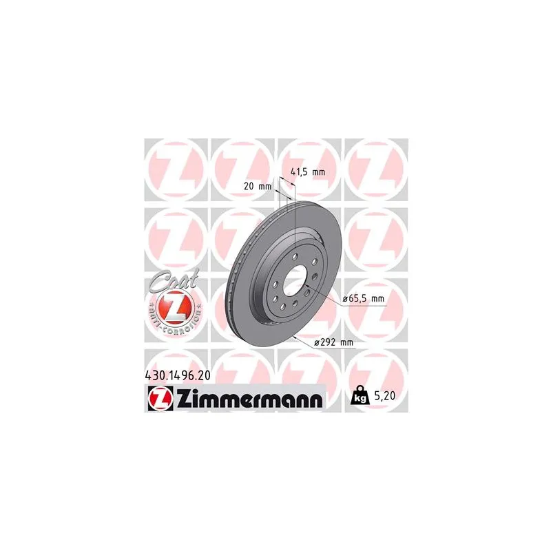 Jeu de 2 disques de frein arrière ZIMMERMANN 430.1496.20