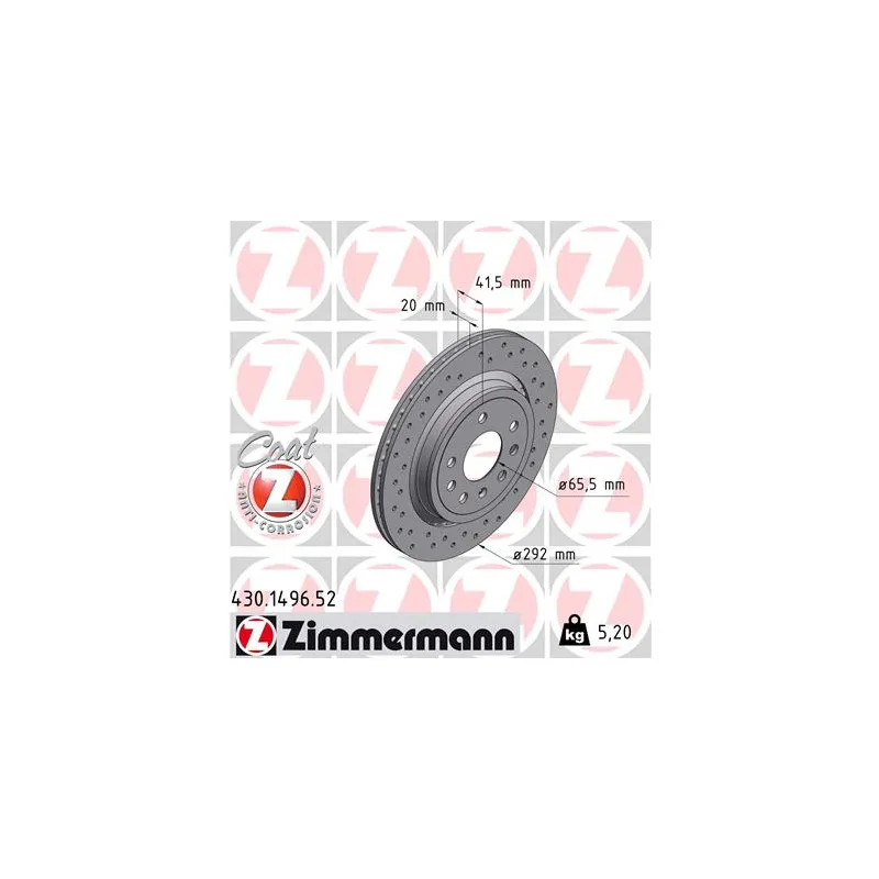 Jeu de 2 disques de frein arrière ZIMMERMANN 430.1496.52