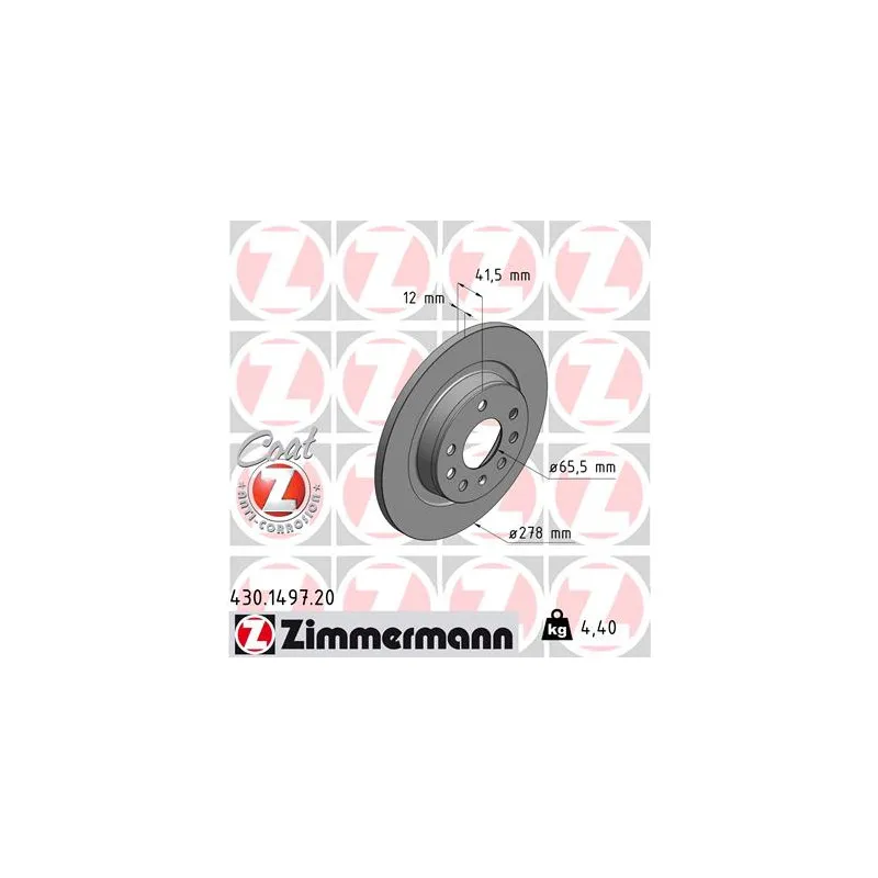 Jeu de 2 disques de frein arrière ZIMMERMANN 430.1497.20