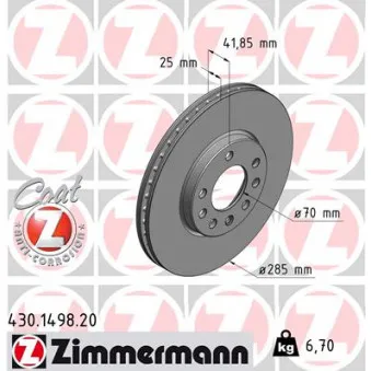 Jeu de 2 disques de frein avant ZIMMERMANN 430.1498.20