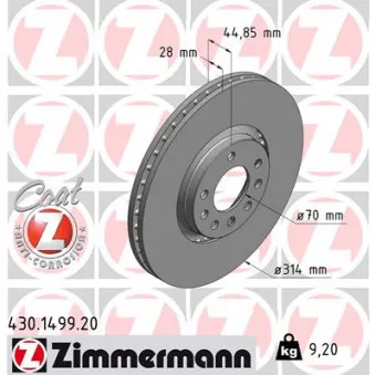 Jeu de 2 disques de frein avant ZIMMERMANN 430.1499.20