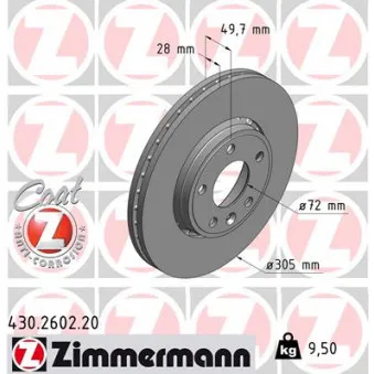 Jeu de 2 disques de frein avant ZIMMERMANN 430.2602.20