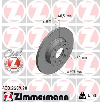 Jeu de 2 disques de frein avant ZIMMERMANN 430.2609.20