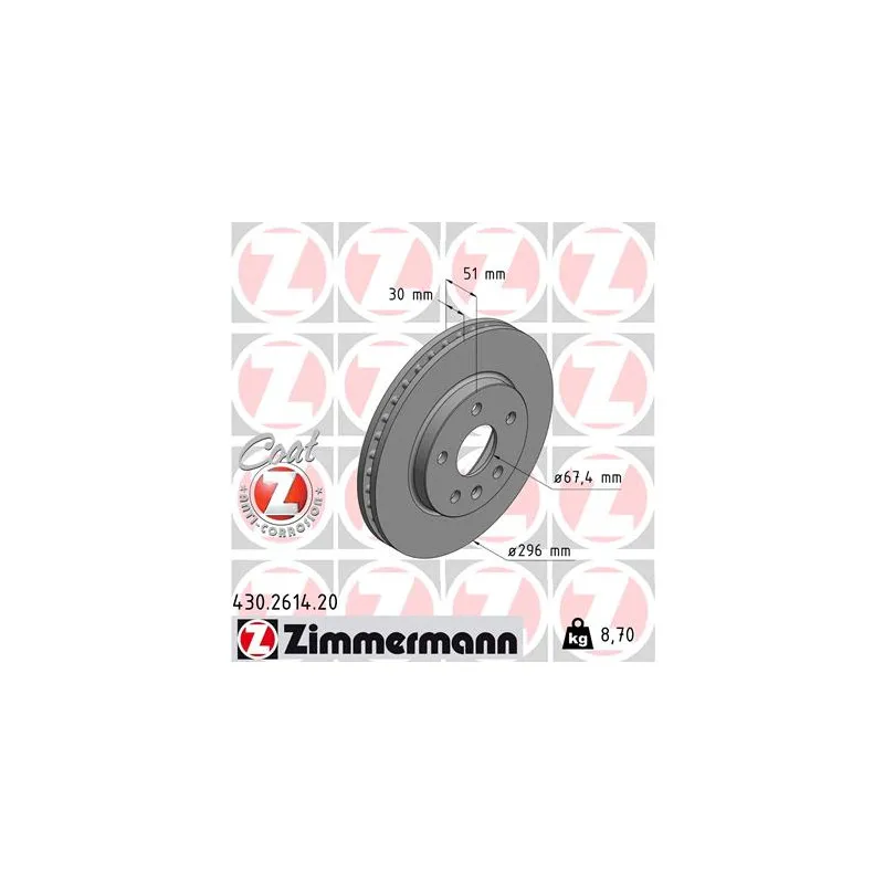 Jeu de 2 disques de frein avant ZIMMERMANN 430.2614.20