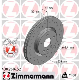 Jeu de 2 disques de frein avant ZIMMERMANN 430.2616.52