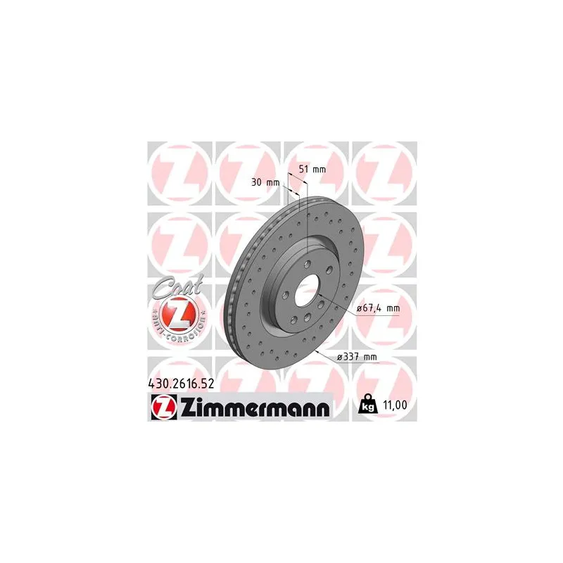 Jeu de 2 disques de frein avant ZIMMERMANN 430.2616.52