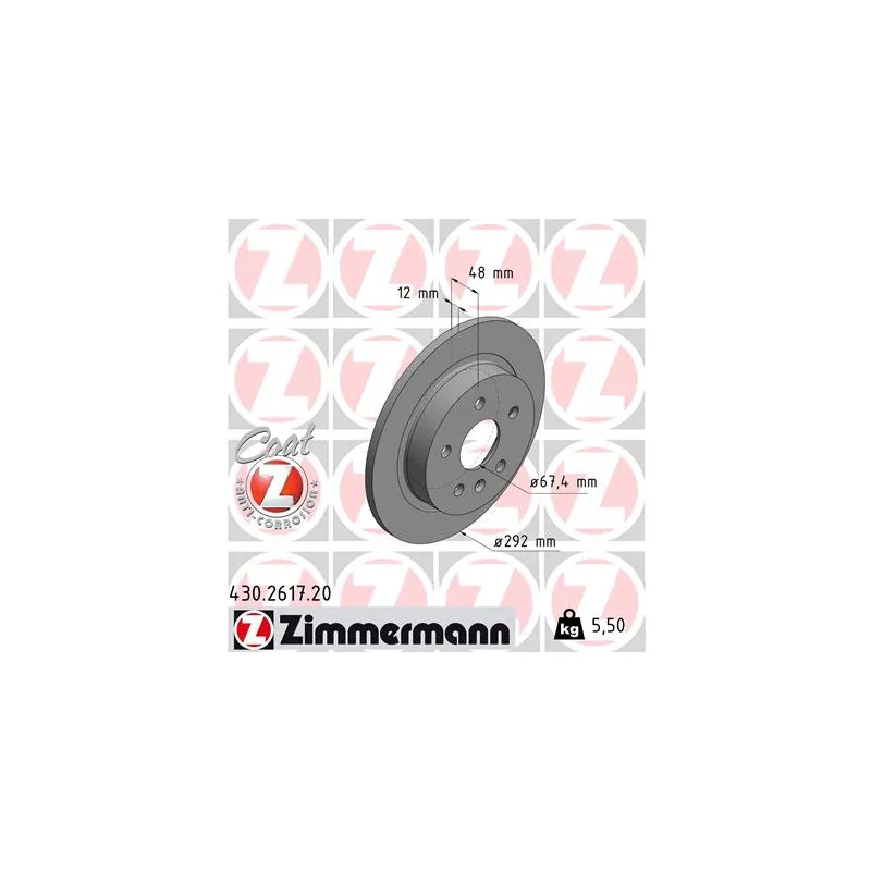 Jeu de 2 disques de frein arrière ZIMMERMANN 430.2617.20