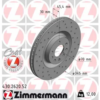 Jeu de 2 disques de frein avant ZIMMERMANN 430.2620.52