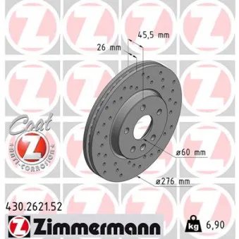 Jeu de 2 disques de frein avant ZIMMERMANN 430.2621.52