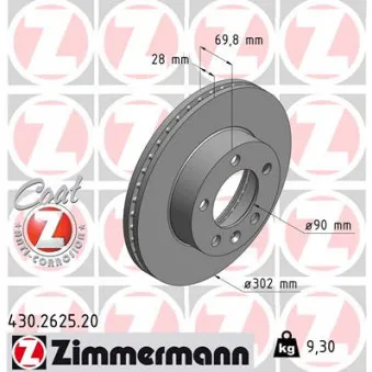 Jeu de 2 disques de frein avant ZIMMERMANN 430.2625.20