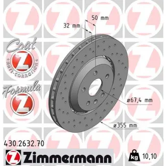 Jeu de 2 disques de frein avant ZIMMERMANN 430.2632.70