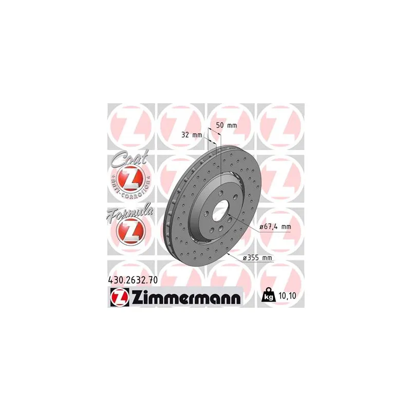 Jeu de 2 disques de frein avant ZIMMERMANN 430.2632.70