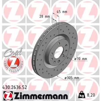 Jeu de 2 disques de frein avant ZIMMERMANN 430.2636.52