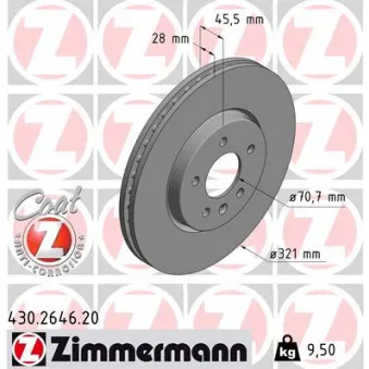 Jeu de 2 disques de frein avant ZIMMERMANN 430.2646.20