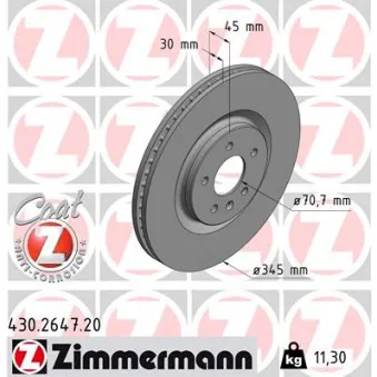 Jeu de 2 disques de frein avant ZIMMERMANN 430.2647.20