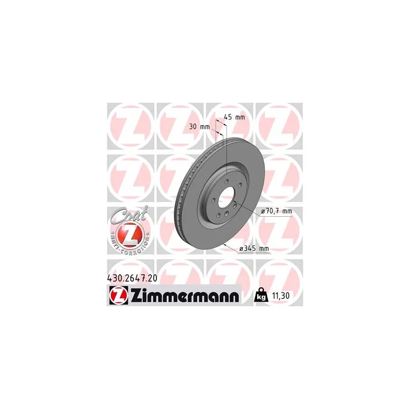 Jeu de 2 disques de frein avant ZIMMERMANN 430.2647.20