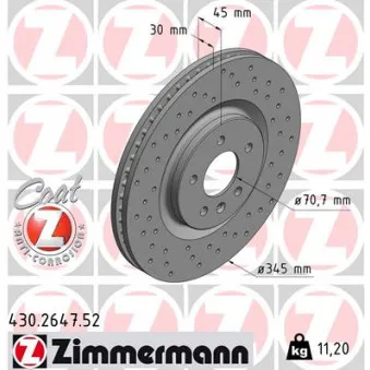 Jeu de 2 disques de frein avant ZIMMERMANN 430.2647.52