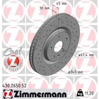 Jeu de 2 disques de frein avant ZIMMERMANN