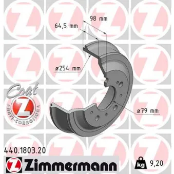 Tambour de frein ZIMMERMANN 440.1803.20