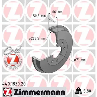 Tambour de frein ZIMMERMANN 440.1830.20
