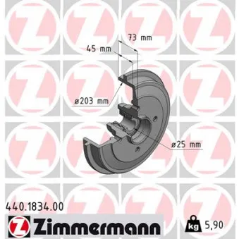 Tambour de frein ZIMMERMANN 440.1834.00