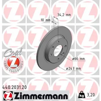 Jeu de 2 disques de frein avant ZIMMERMANN 440.2031.20