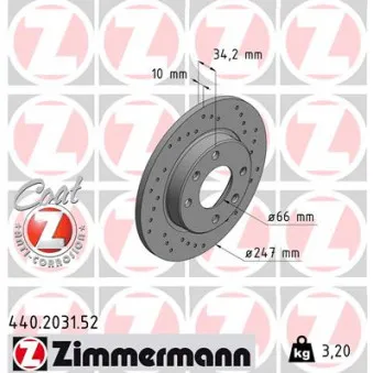 Jeu de 2 disques de frein avant ZIMMERMANN 440.2031.52