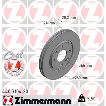 Jeu de 2 disques de frein avant ZIMMERMANN 440.3104.20